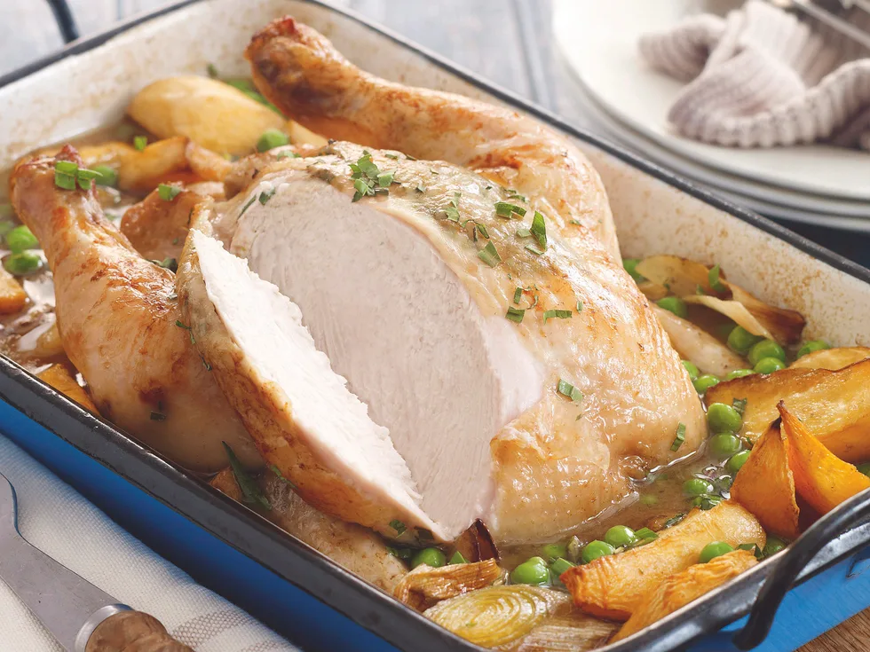 Tarragon Chicken with Swede, Leek and Peas