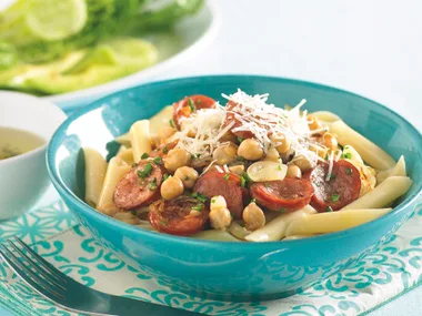 Penne with Chorizo and Chickpeas