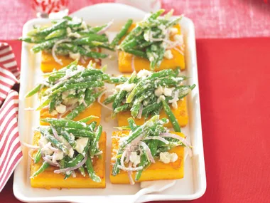 Polenta and Green Bean Bruschetta