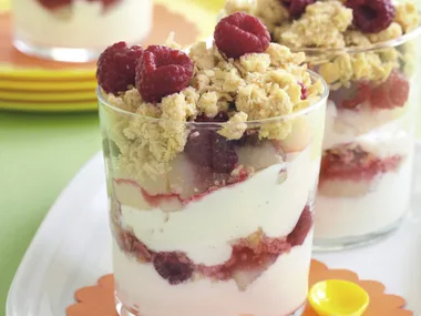 Pear and Raspberry Crumble Pots