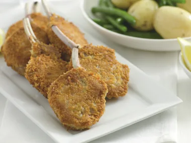 Parmesan Crumbed Lamb with Beans