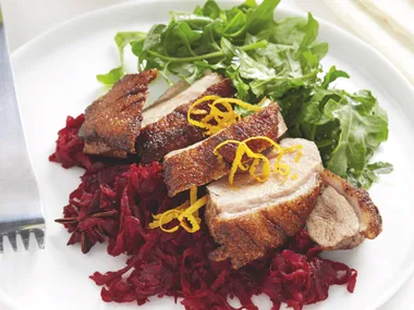 Roast duck with beetroot relish