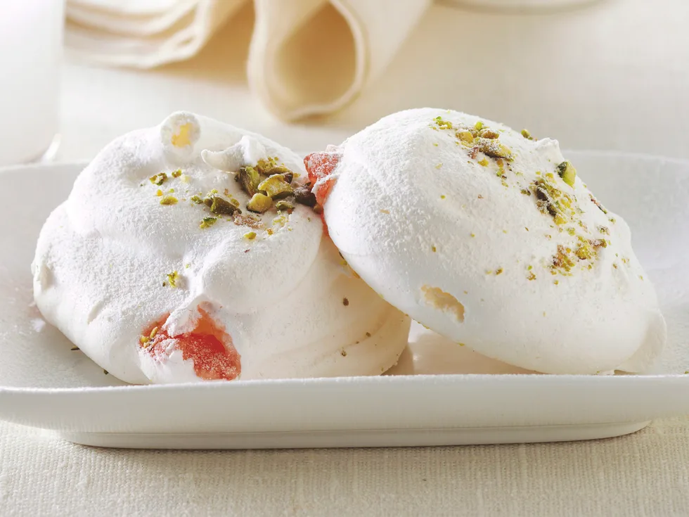 Rosewater and Turkish Delight Meringues