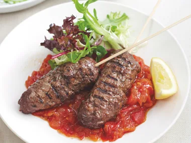 Spicy Beef Sausages with Tomato Jam
