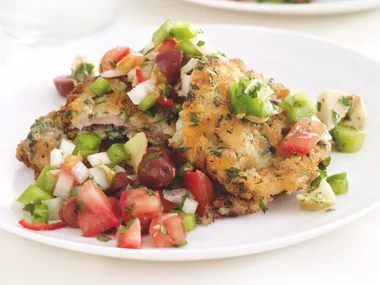 Veal Schnitzel with Tomato and Olive Salsa