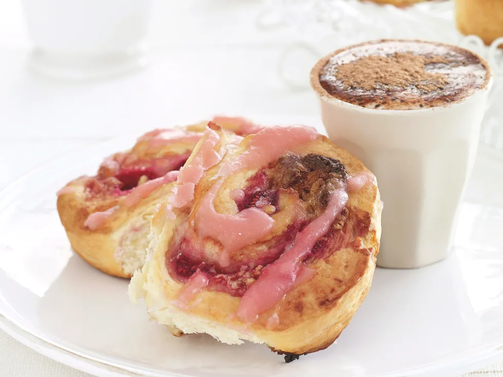 White Chocolate and Raspberry Chelsea Scrolls