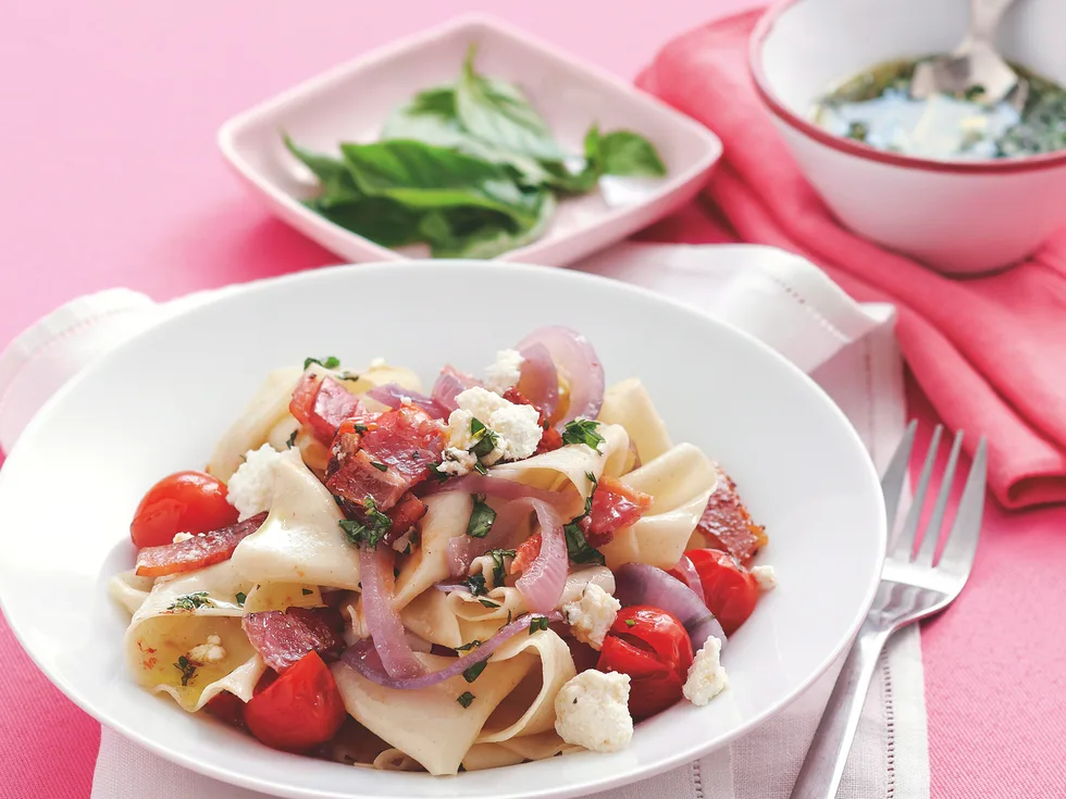 Roast Tomato and Bacon Papardelle