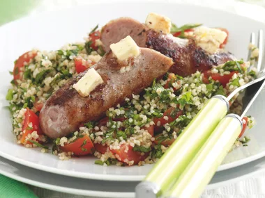 Fetta-stuffed Sausages with Tabouli