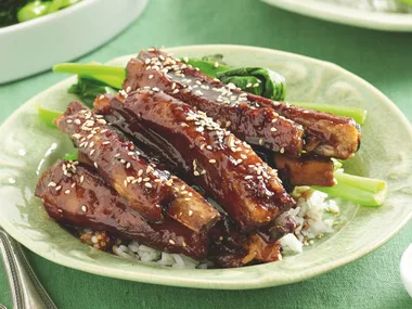 Soy and Sesame Lamb with Asian Greens
