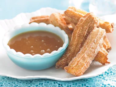 Spiced Pear Churros with Caramel Sauce