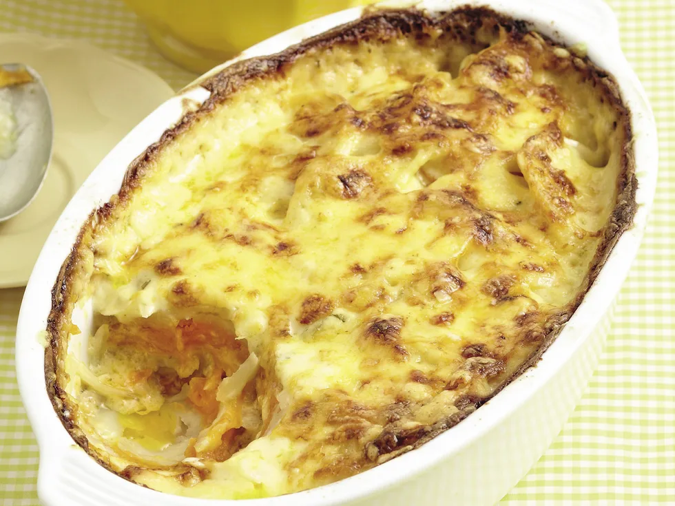 Saucy Potato and Kumara Bake