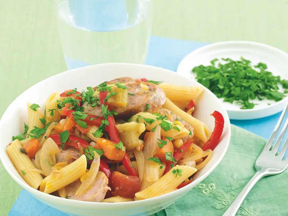Vegetable and Sausage Pasta