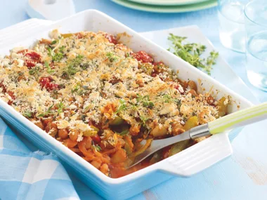 Mixed Bean and Tomato Gratin