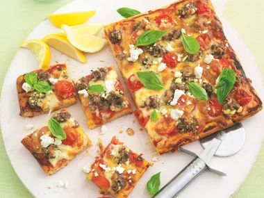 Lamb, Fetta and Basil Pizza