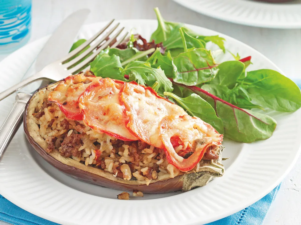 Greek-style Stuffed Eggplant