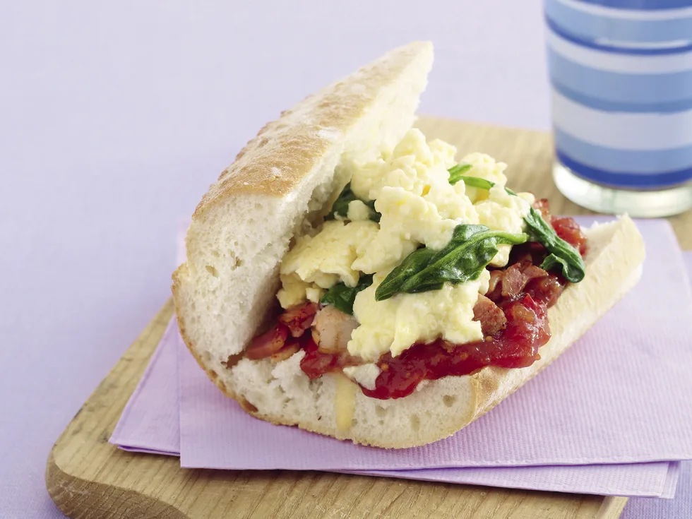 Spinach, Bacon and Egg Rolls