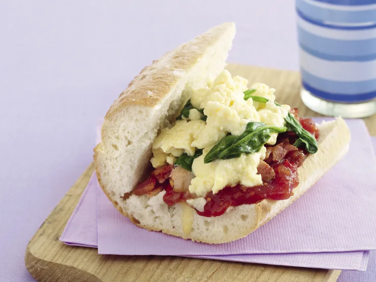 Spinach, Bacon and Egg Rolls
