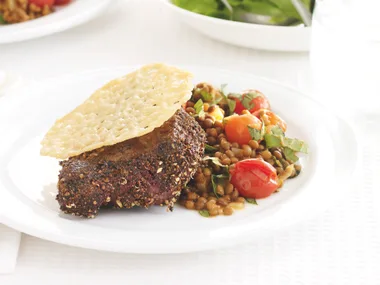 Pepper-crusted Beef with Lentils