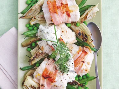 Bacon and Fish Parcels with Dill Cream