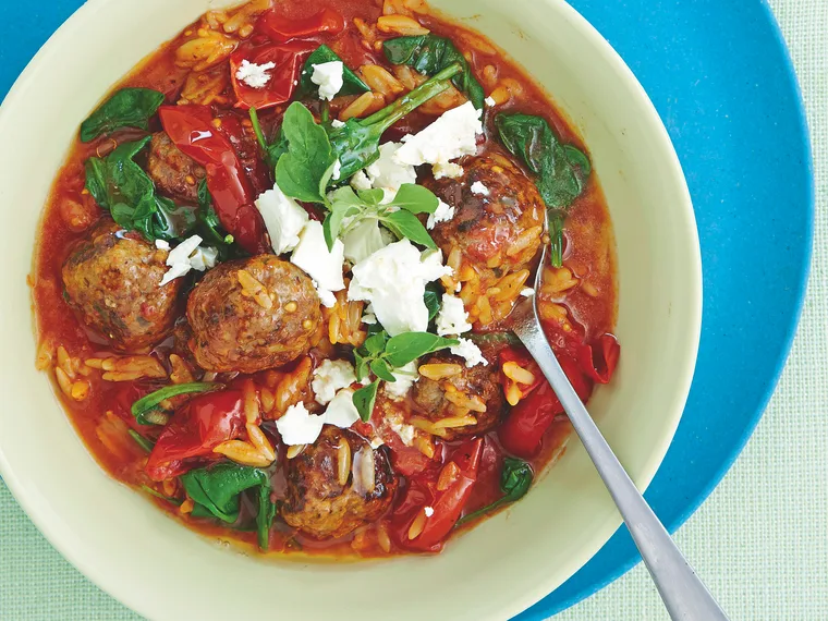 Meatball, Risoni and Fetta Bake