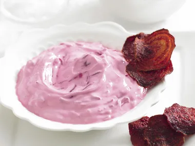Beetroot Tzatziki with Beetroot Crisps