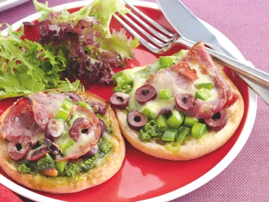 Salami and Pesto Pizza Muffins