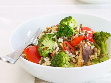 Andrew's perfect protein lentils and brown rice