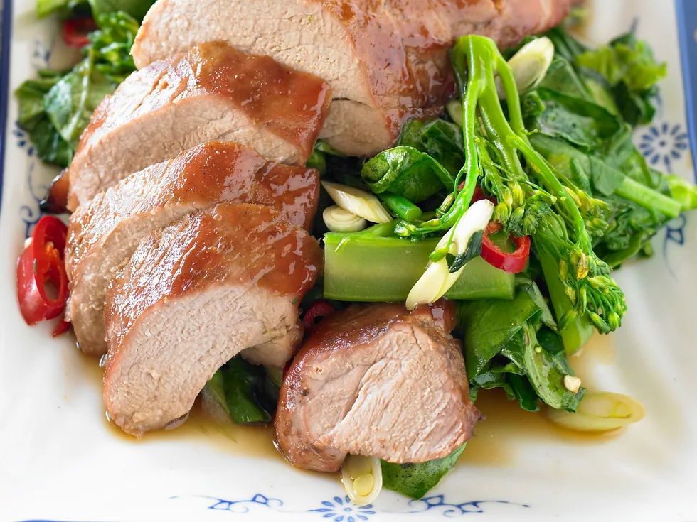Barbecued Pork with Asian Greens