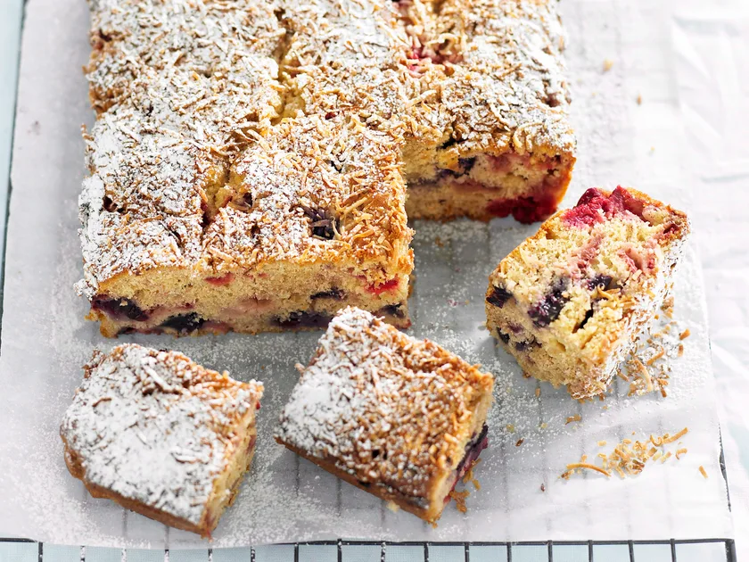 Berry and coconut slice
