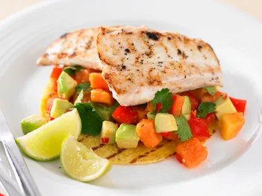 blue eye with papaya salsa