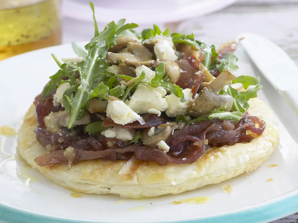 caramelised onion and mushroom tart