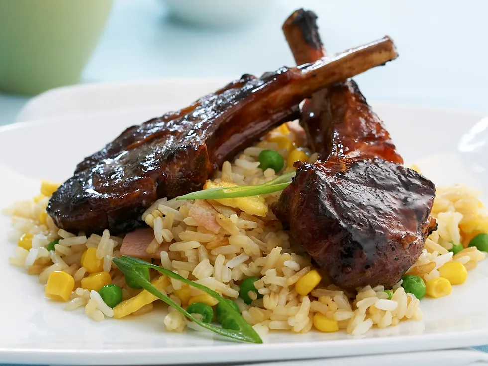 Char siu cutlets with fried rice