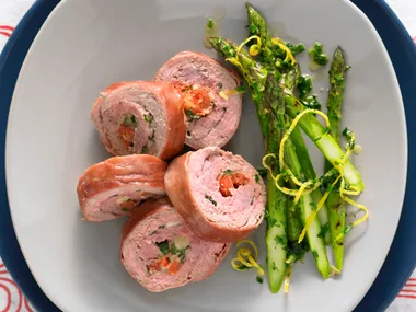 char-grilled asparagus with lemon and herb butter