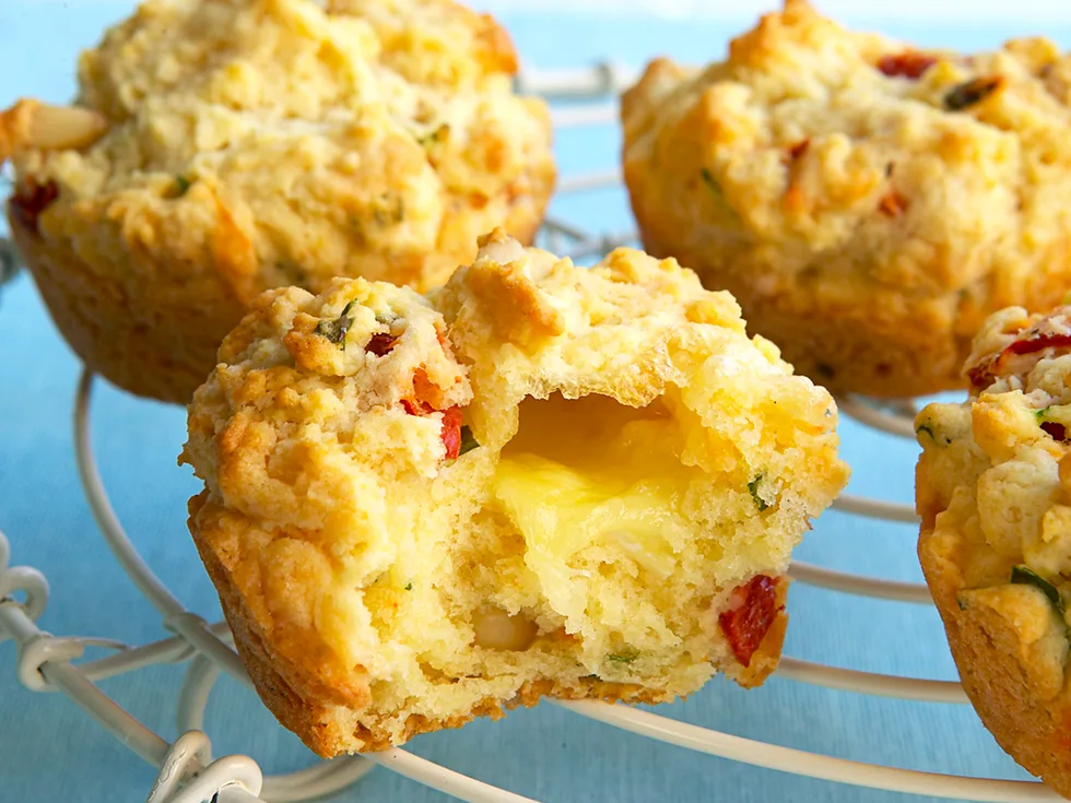 char-grilled capsicum and brie muffins