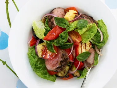 Char-grilled lamb and eggplant