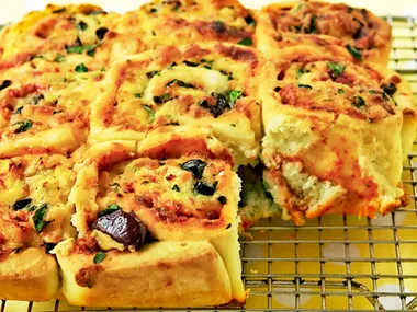 cheese and olive scrolls
