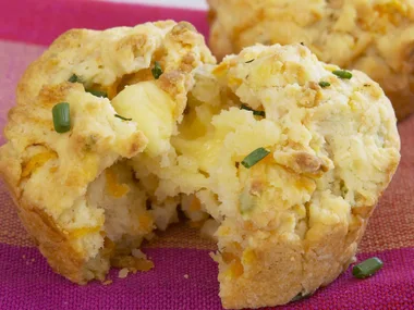 cheesy kumara and chive muffins