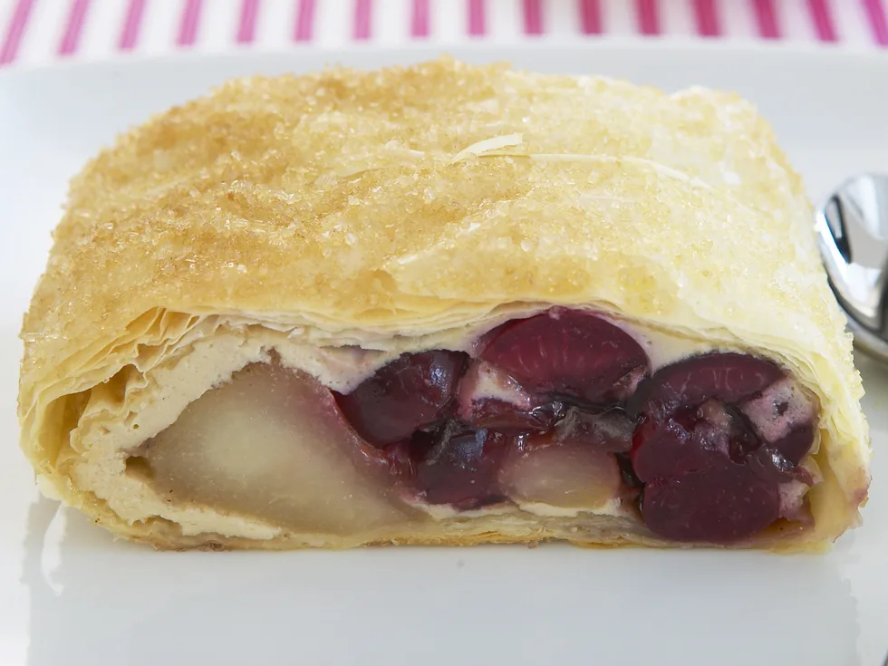 cherry and pear strudel