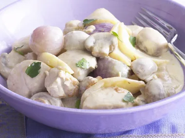 chicken fricassee with apples and cider