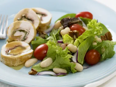 chicken involtini with white bean salad
