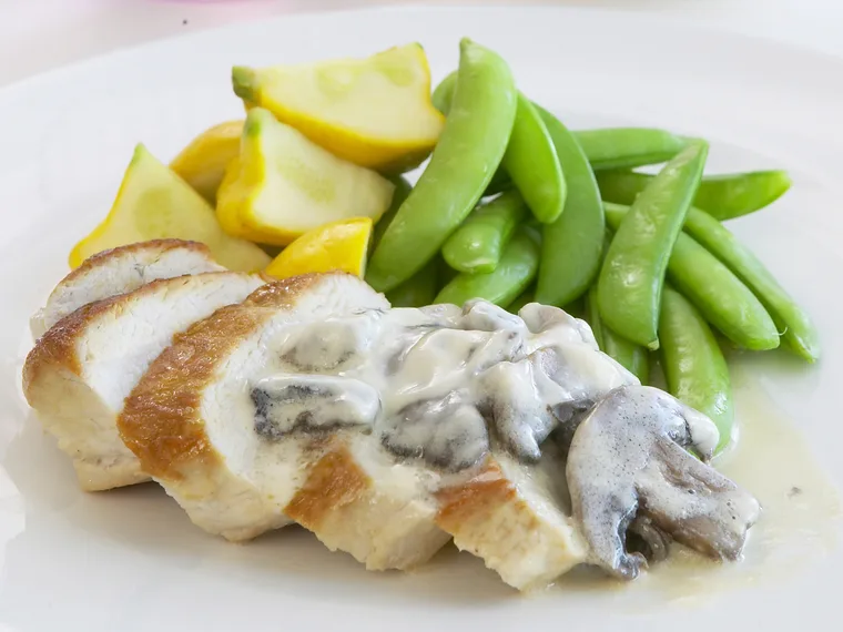 Chicken with wine and mushroom sauce