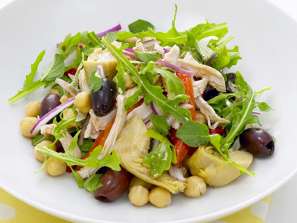 chicken, artichoke and capsicum salad