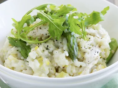 chicken, asparagus and gorgonzola risotto