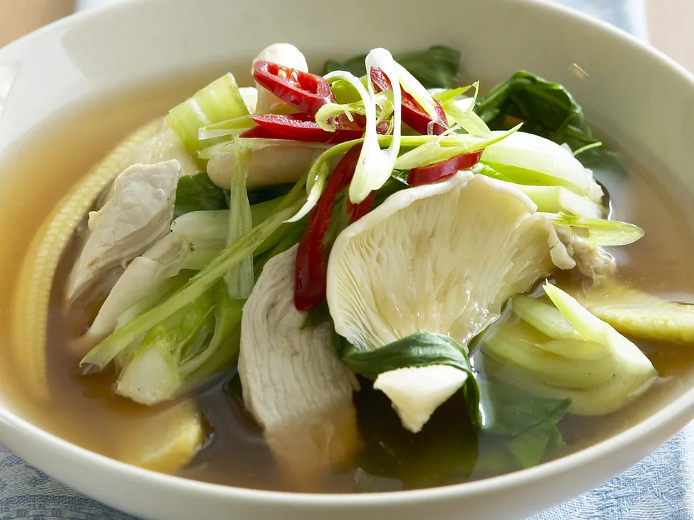 chicken, mushroom and corn broth