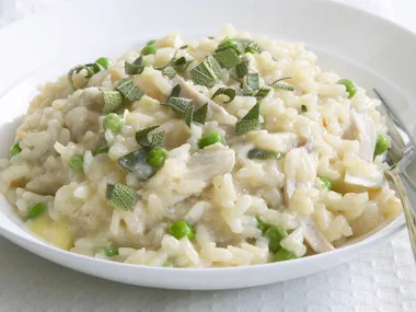 chicken, pea and brie risotto