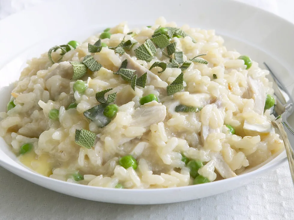 chicken, pea and brie risotto