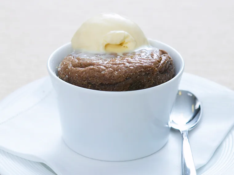 Chocolate and peppermint souffles