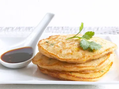 corn and prawn pancakes