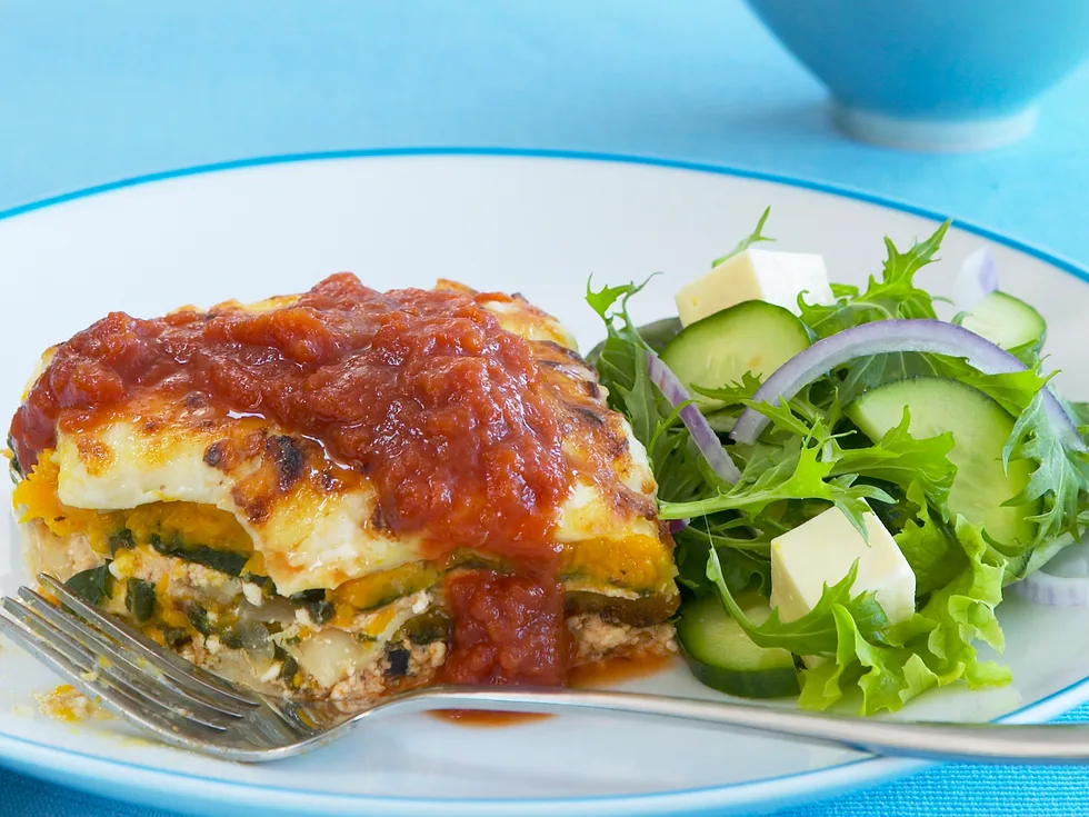 Cottage Cheese, Pumpkin and Spinach Lasagne