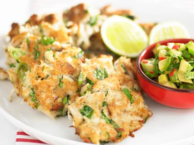 Crab cakes with avocado salsa